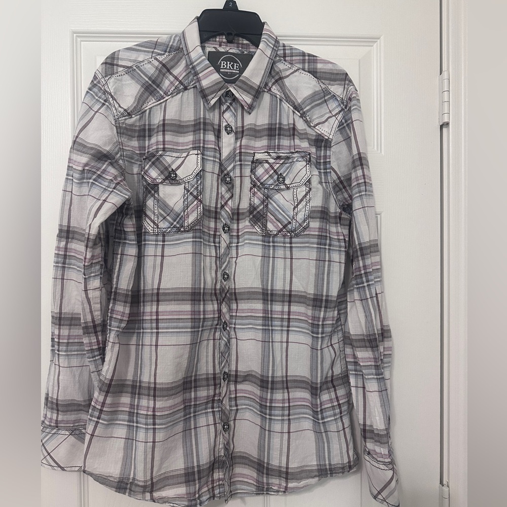 Buckle Plaid button down shirt